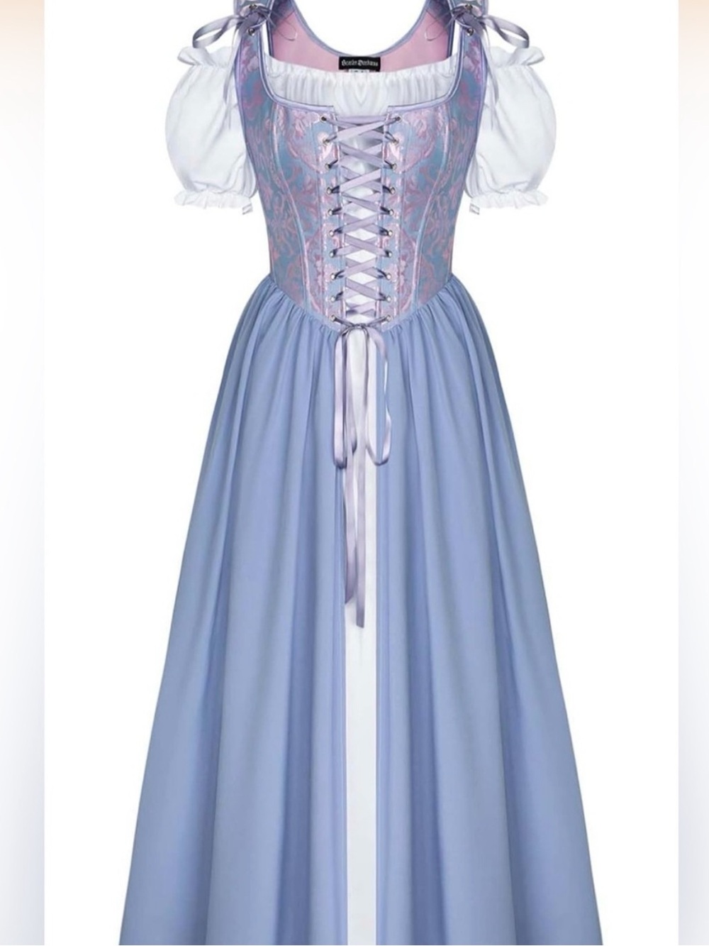 Scarlett Darkness Renaissance Style Fairy Corset Dress w/ White Tunic